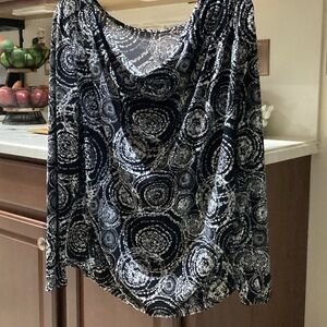 Lane Bryant Black and White Patterned Blouse